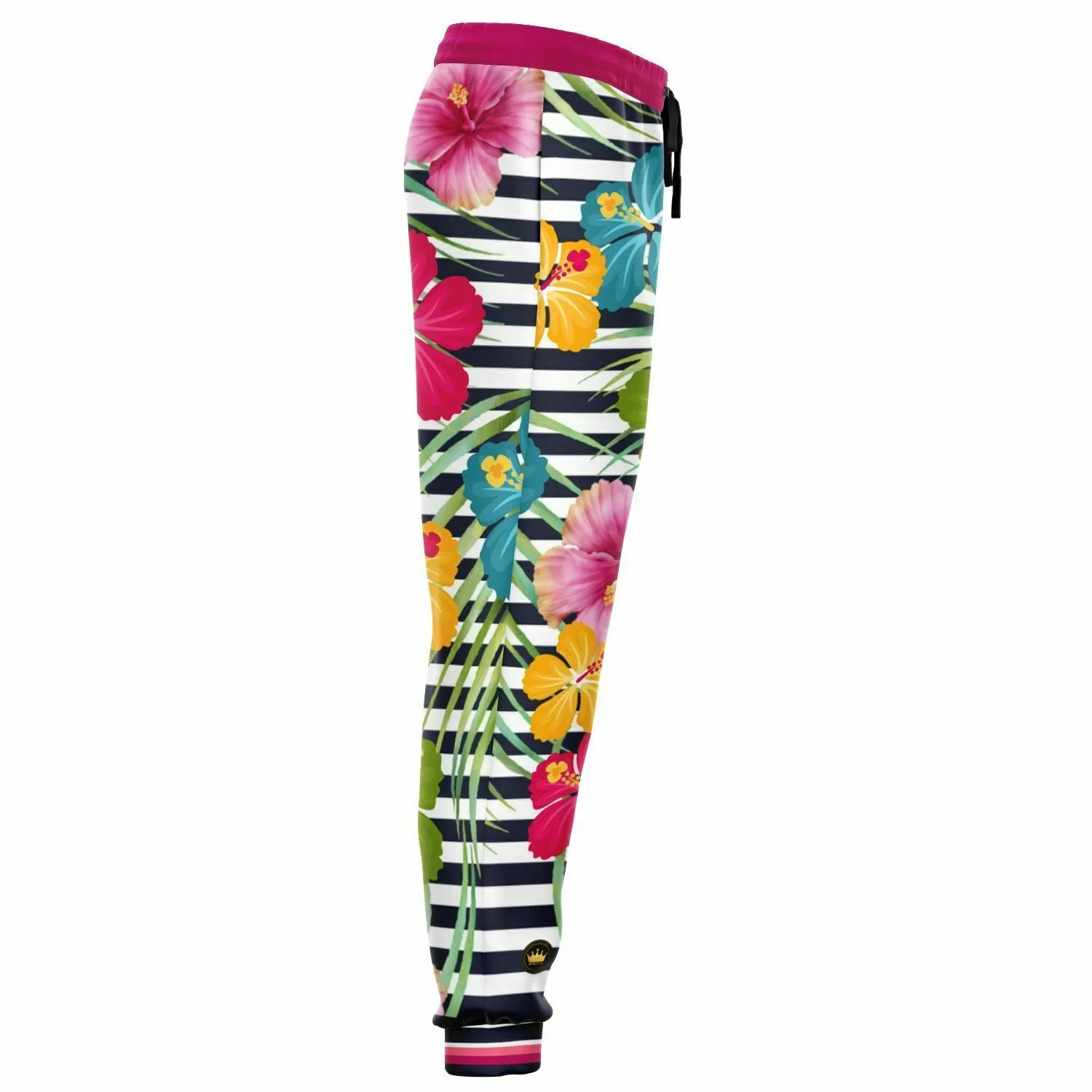 Jailhouse Plumeria Floral Stripe Eco-Poly Unisex Joggers