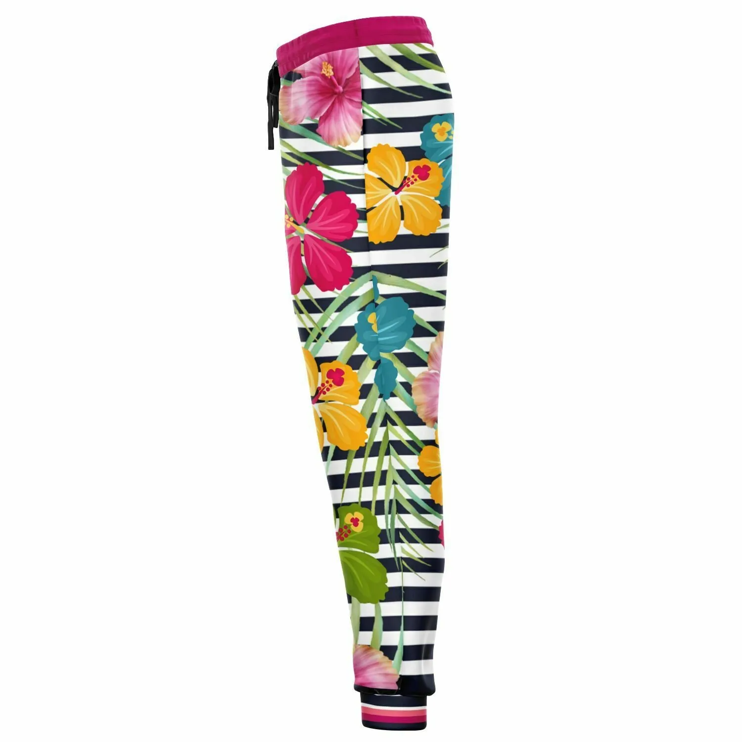 Jailhouse Plumeria Floral Stripe Eco-Poly Unisex Joggers