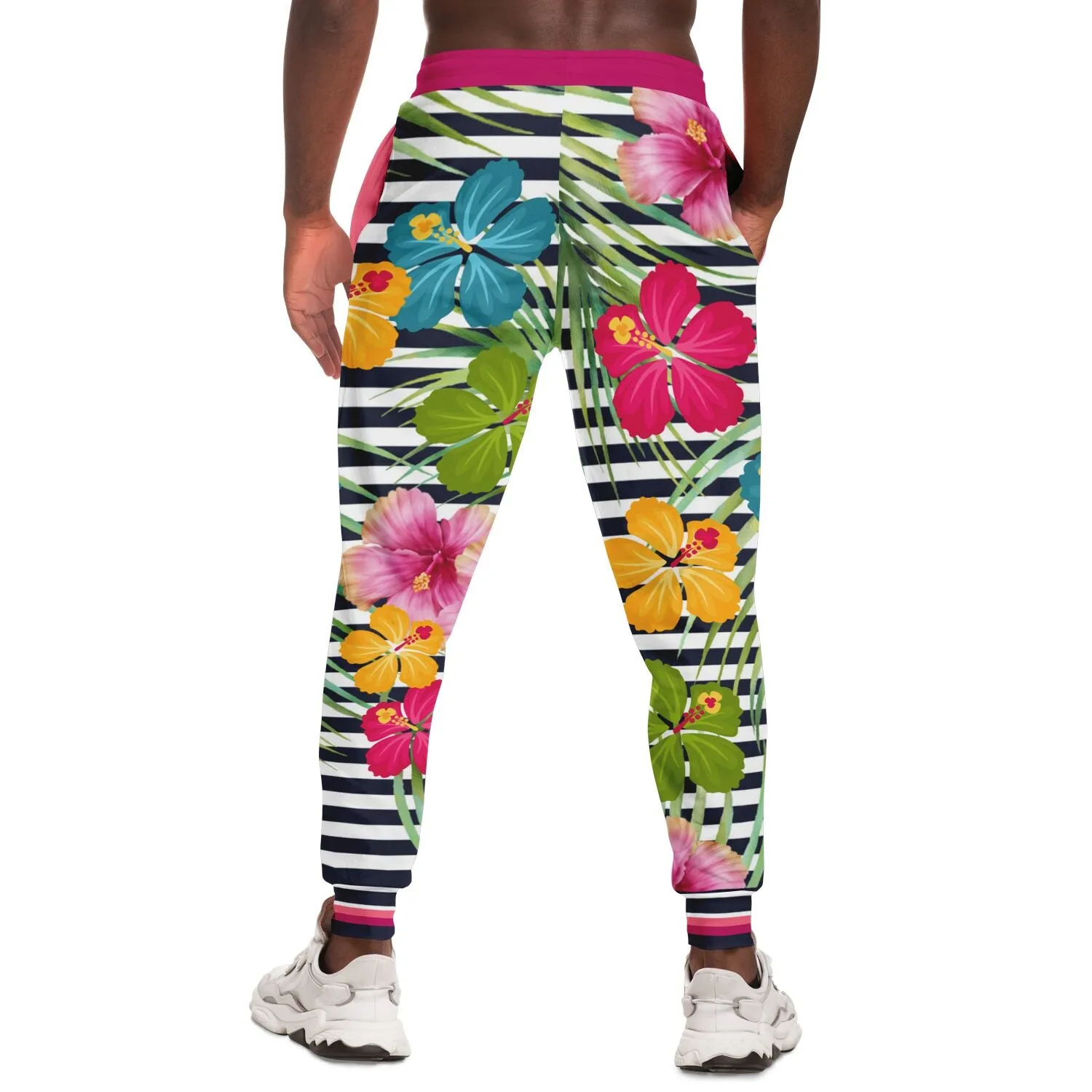 Jailhouse Plumeria Floral Stripe Eco-Poly Unisex Joggers