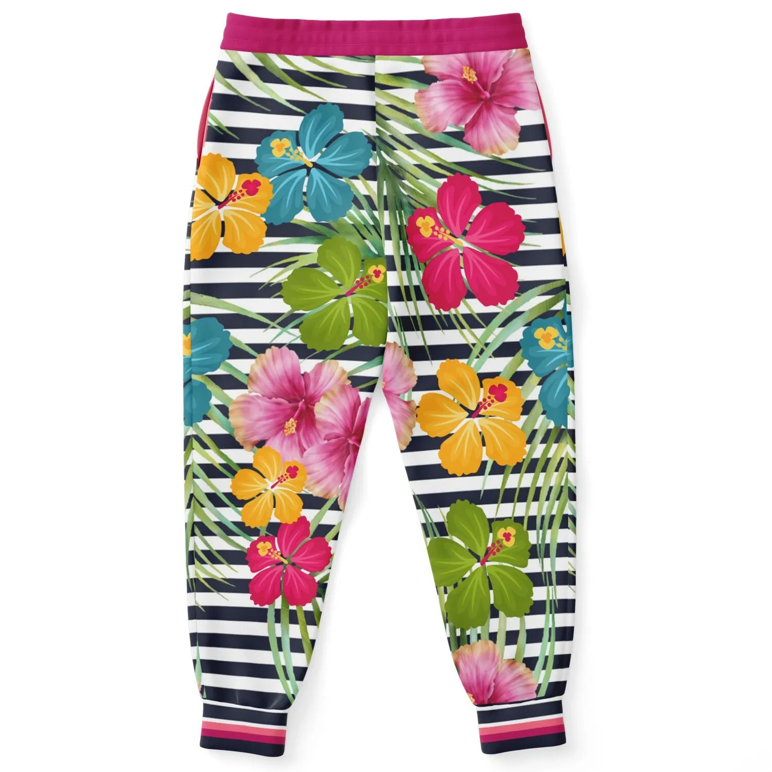 Jailhouse Plumeria Floral Stripe Eco-Poly Unisex Joggers