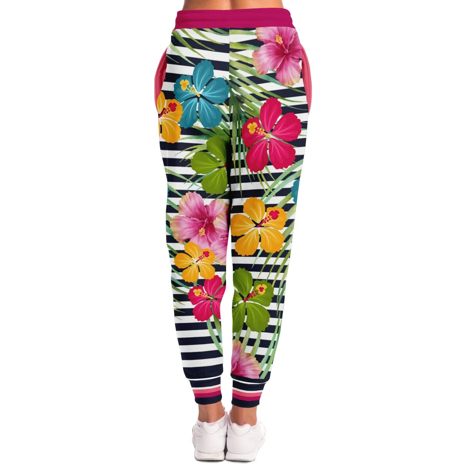 Jailhouse Plumeria Floral Stripe Eco-Poly Unisex Joggers