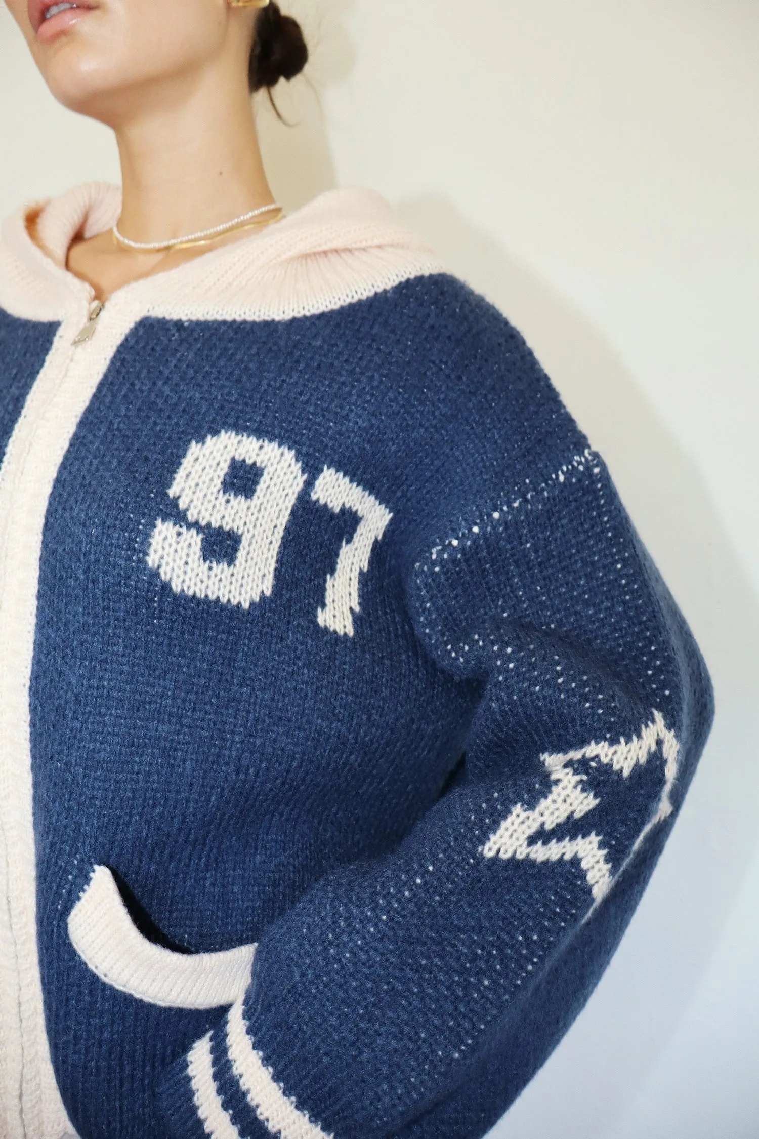 Jerry Varsity Oversized Knit Hoodie