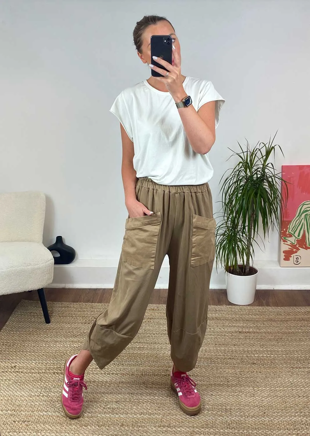 Jersey Cocoon Pocket Pants in Camel