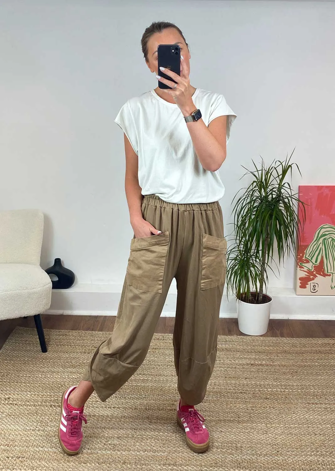 Jersey Cocoon Pocket Pants in Camel