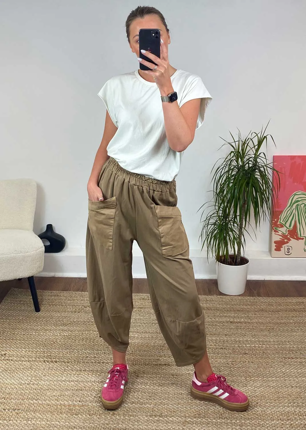 Jersey Cocoon Pocket Pants in Camel