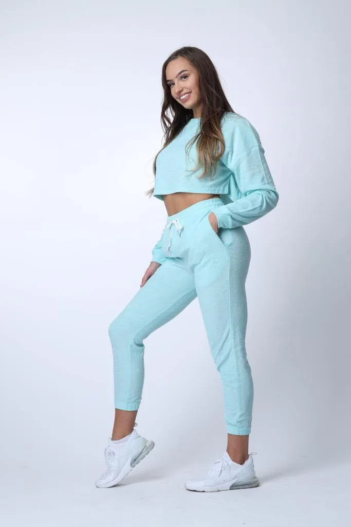 Just Chillin' Cropped Towelling Towelling Joggers in Mint