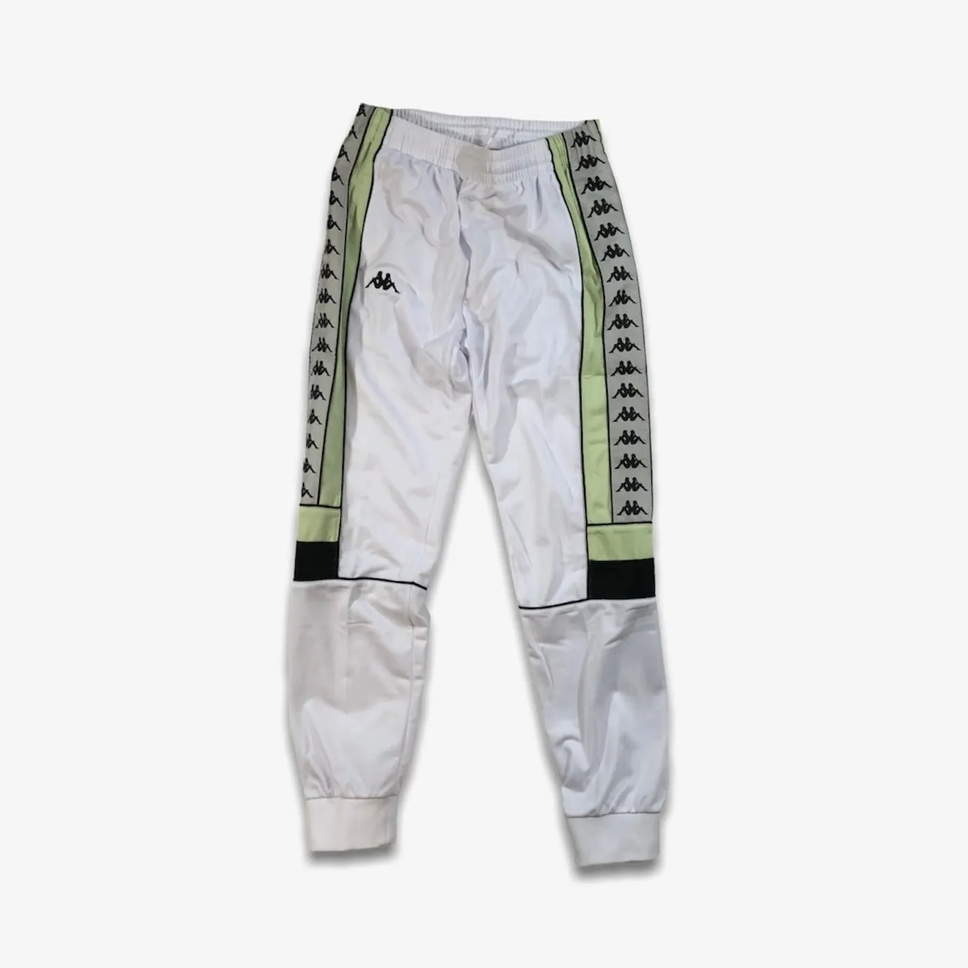 Kappa 222 Banda Memzz White Grey Silver Green Trackpants Joggers