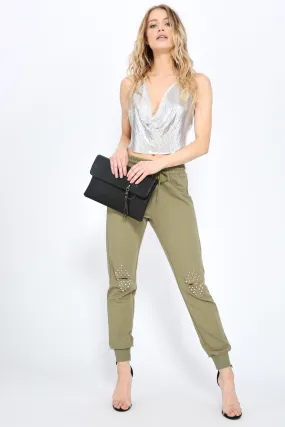 Khaki Studded Joggers