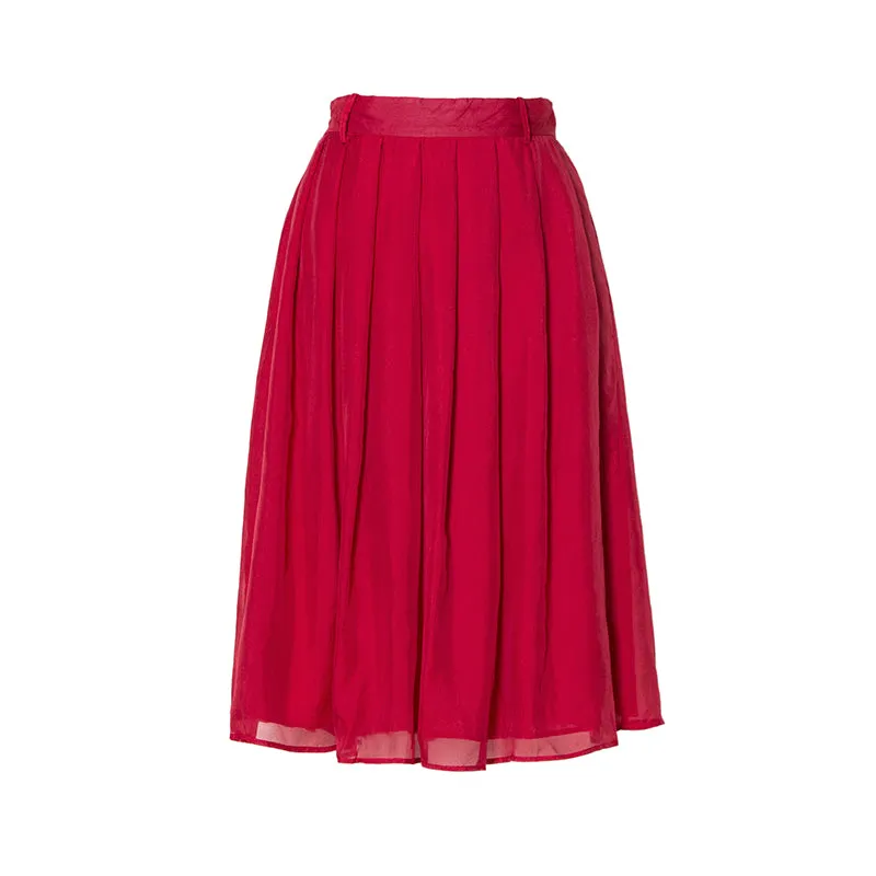 Knee Length Silk Solid Empire Skirts