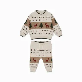 Knitted Fair Isle Sweater & Joggers Outfit