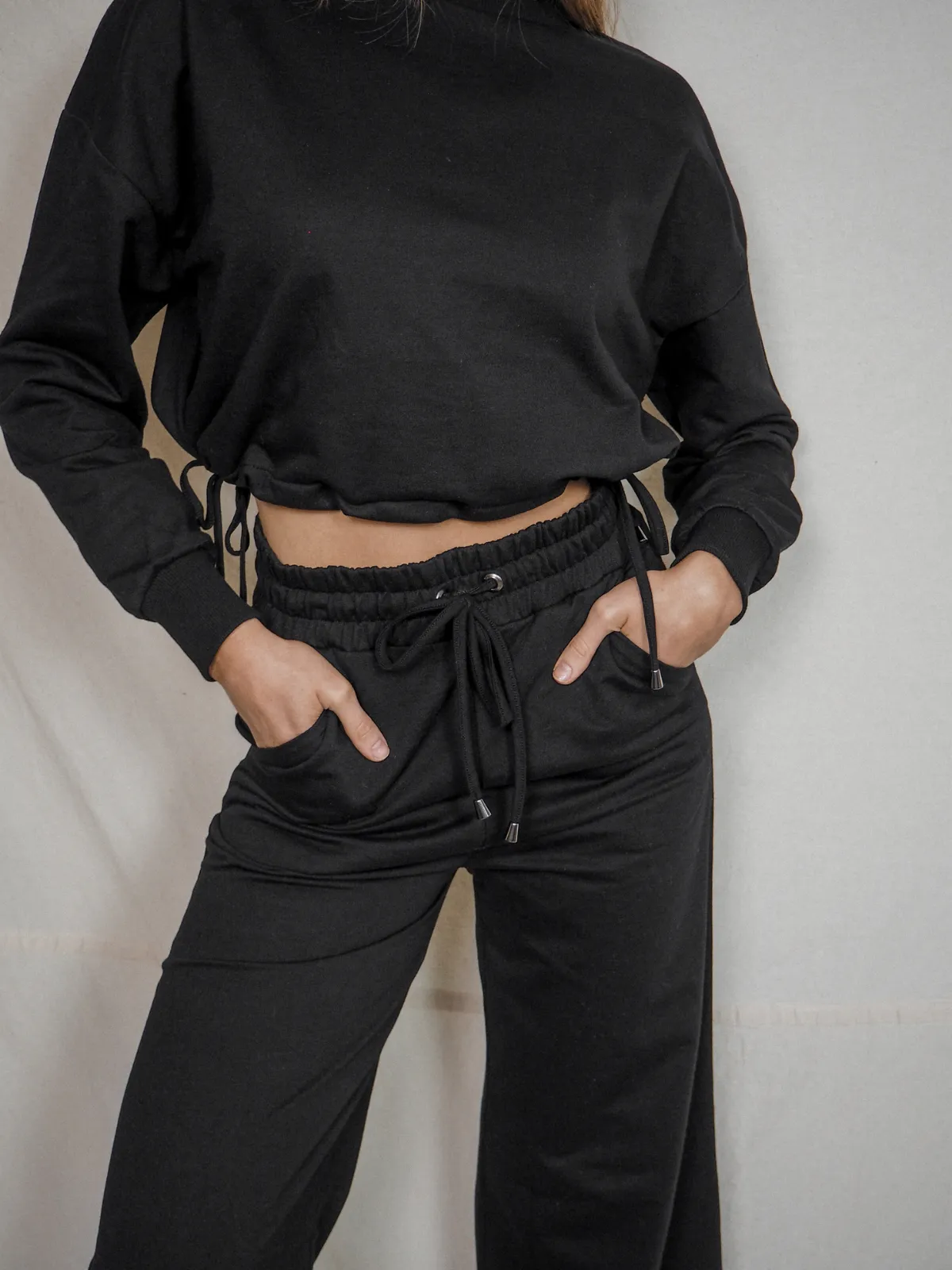 Kylie Black Wide Leg Jogger