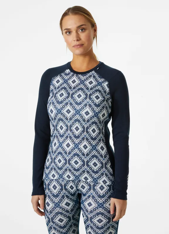 LIFA® Merino Graphic Crew Base Layer - Navy