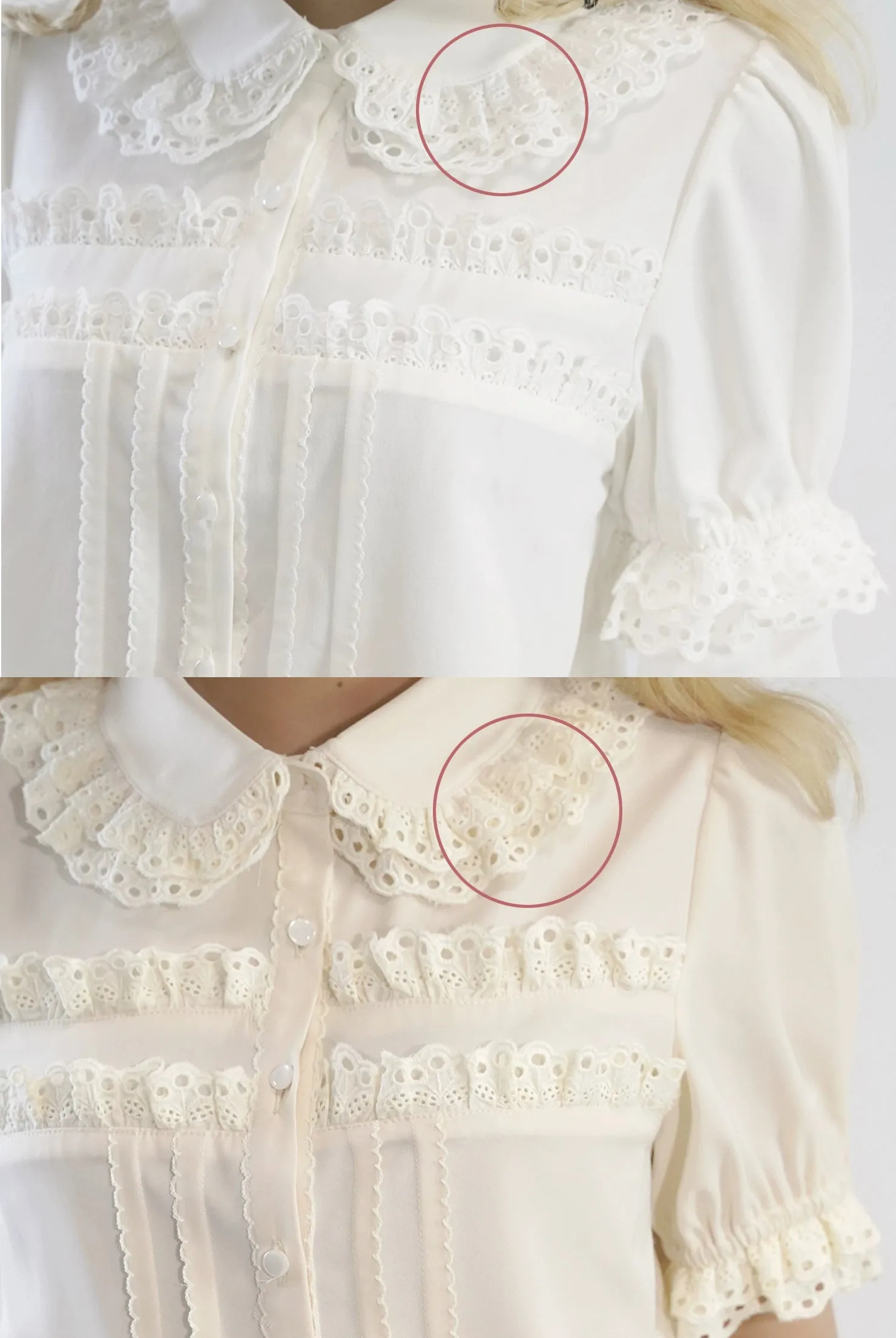 Little Dipper~Cherry Xiaobei~Daily Lolita Splicing Sleeve Lace Shirt