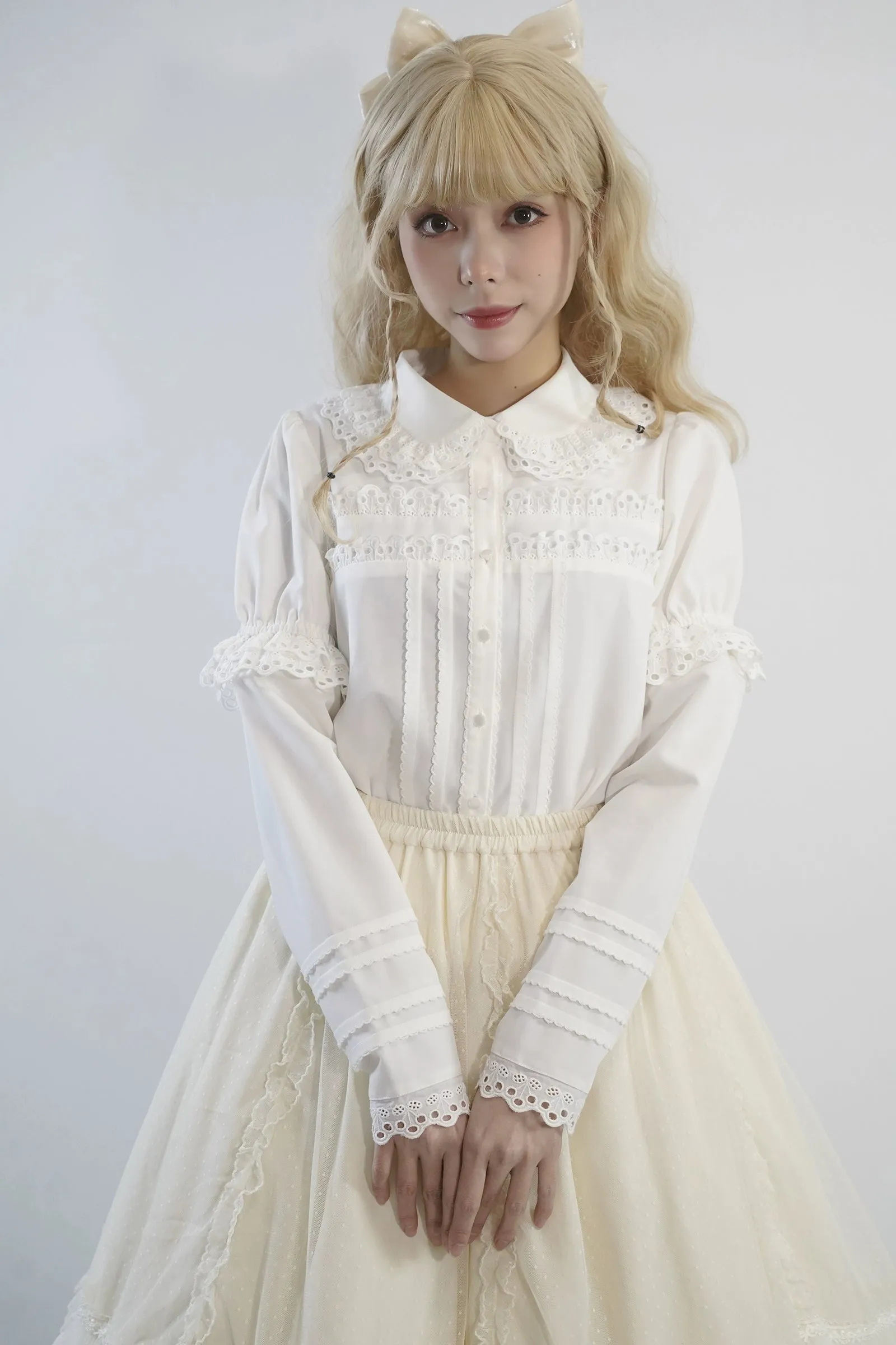 Little Dipper~Cherry Xiaobei~Daily Lolita Splicing Sleeve Lace Shirt