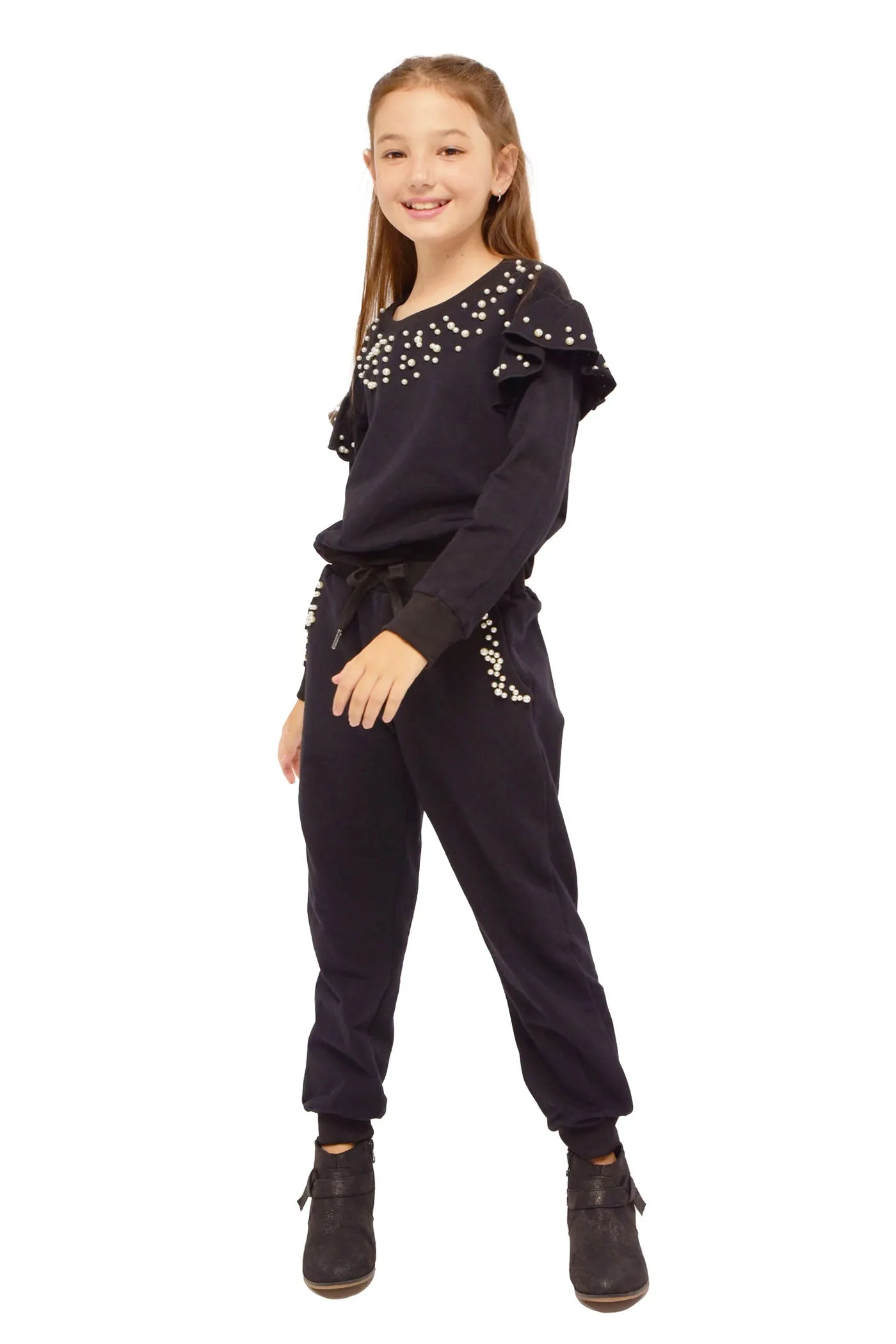 Little Girl's Athleisure Pearl Detailed Joggers