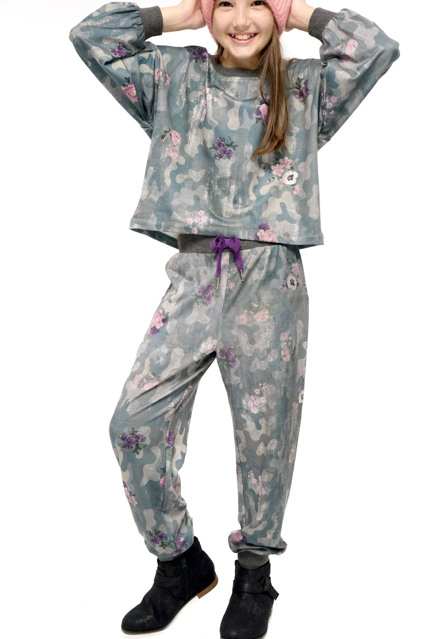 Little Girl's Floral Camo Printed Joggers