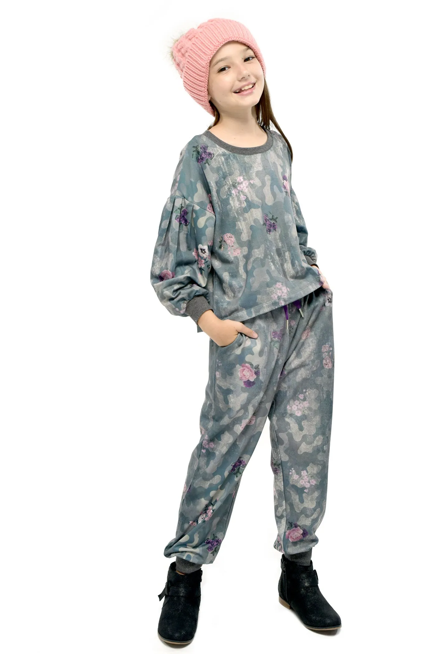 Little Girl's Floral Camo Printed Joggers