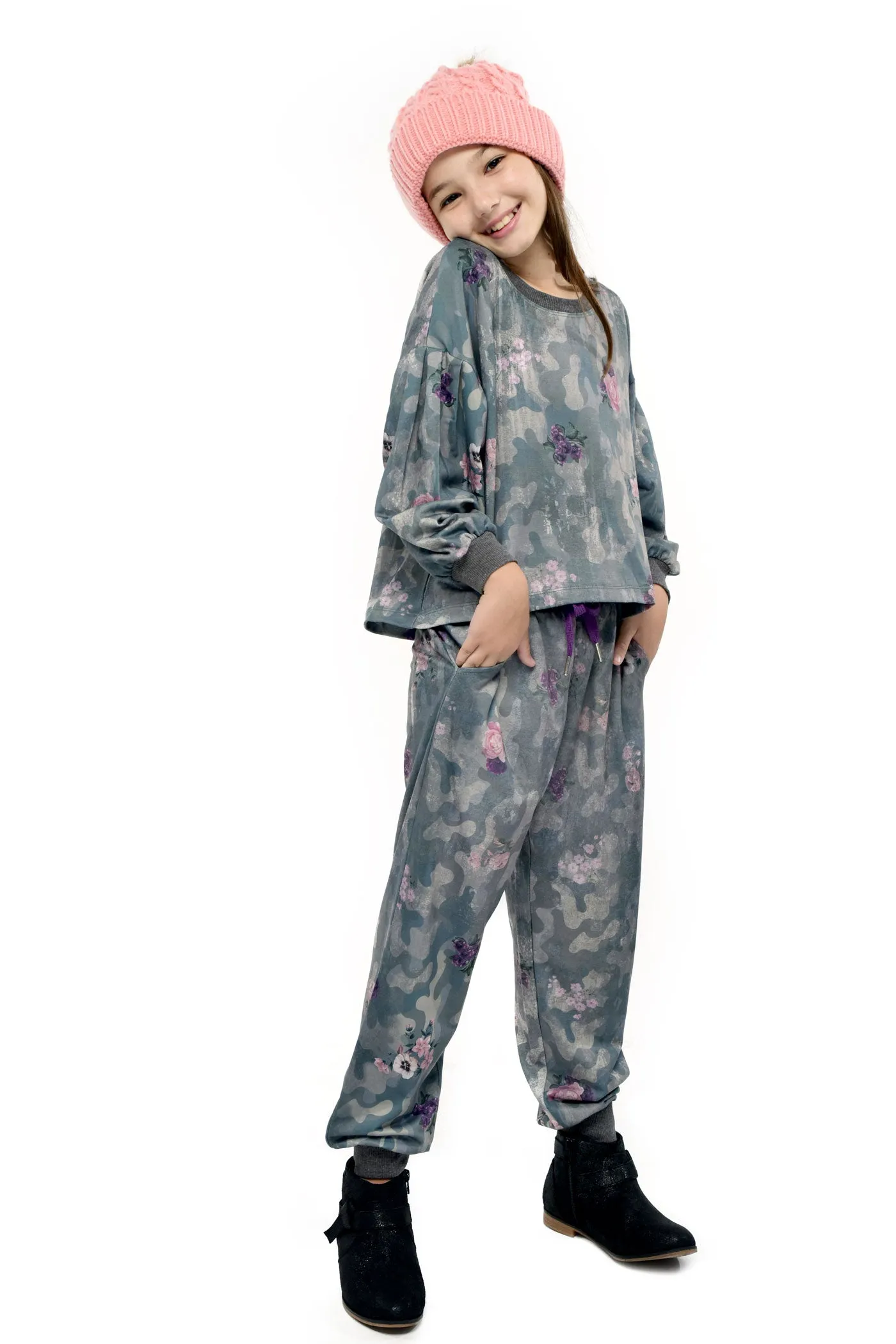 Little Girl's Floral Camo Printed Joggers