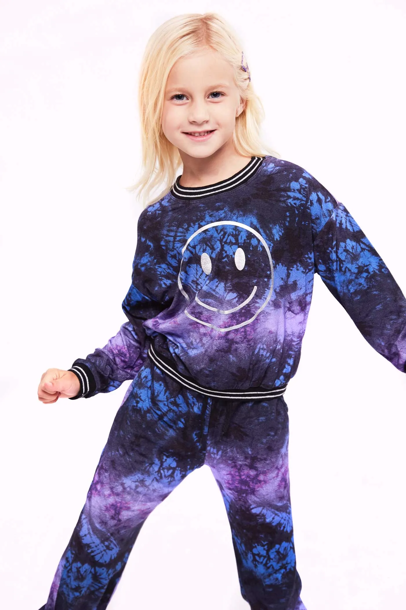 Little Girl's Silver Hologram Graphic Tie-Dye Set