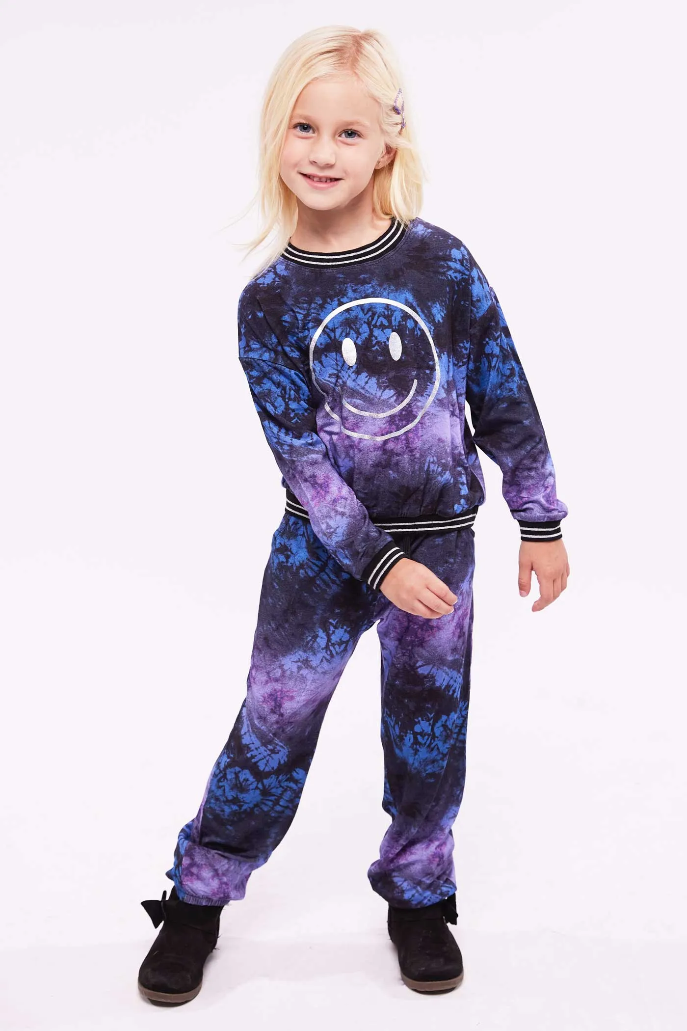 Little Girl's Silver Hologram Graphic Tie-Dye Set