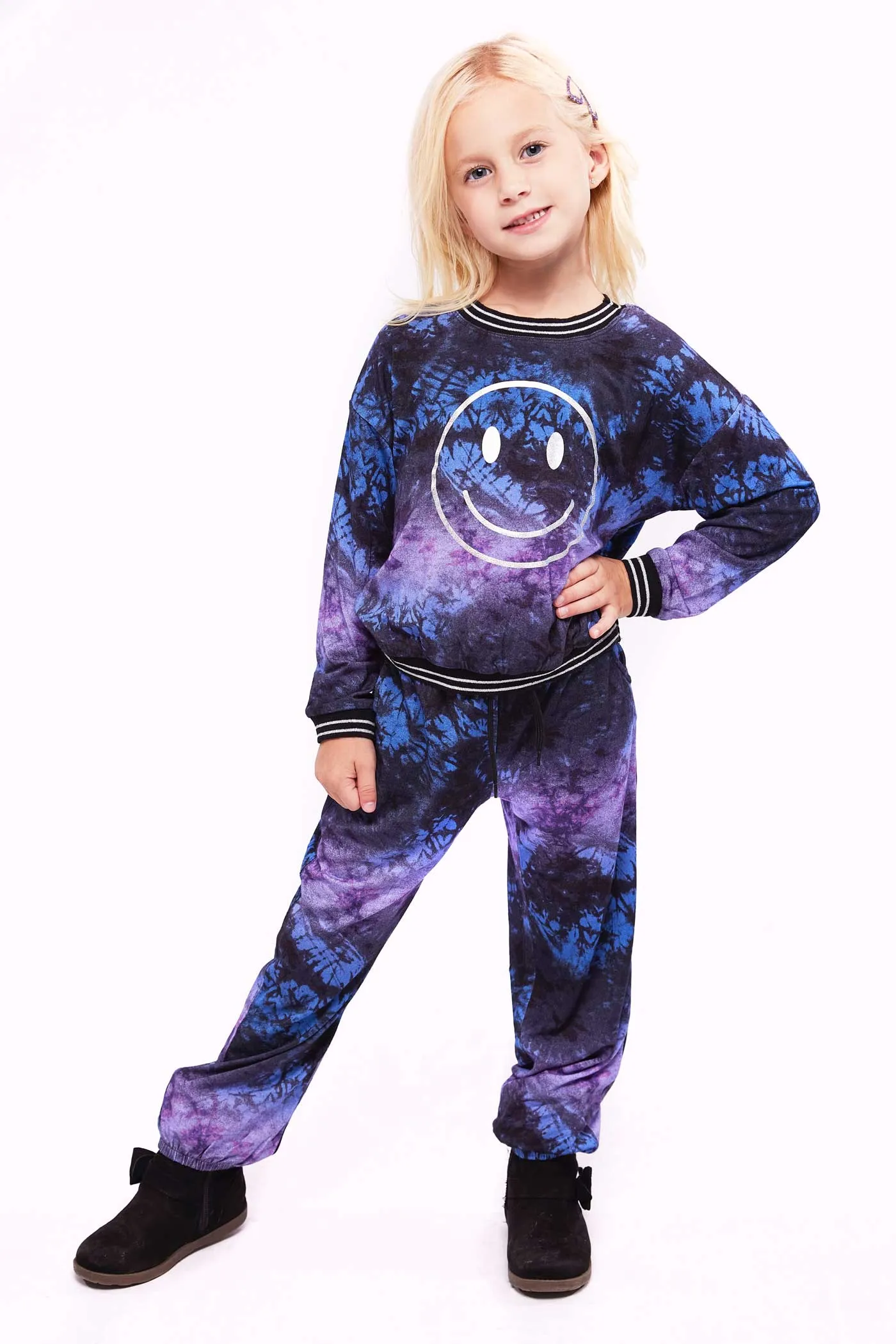 Little Girl's Silver Hologram Graphic Tie-Dye Set