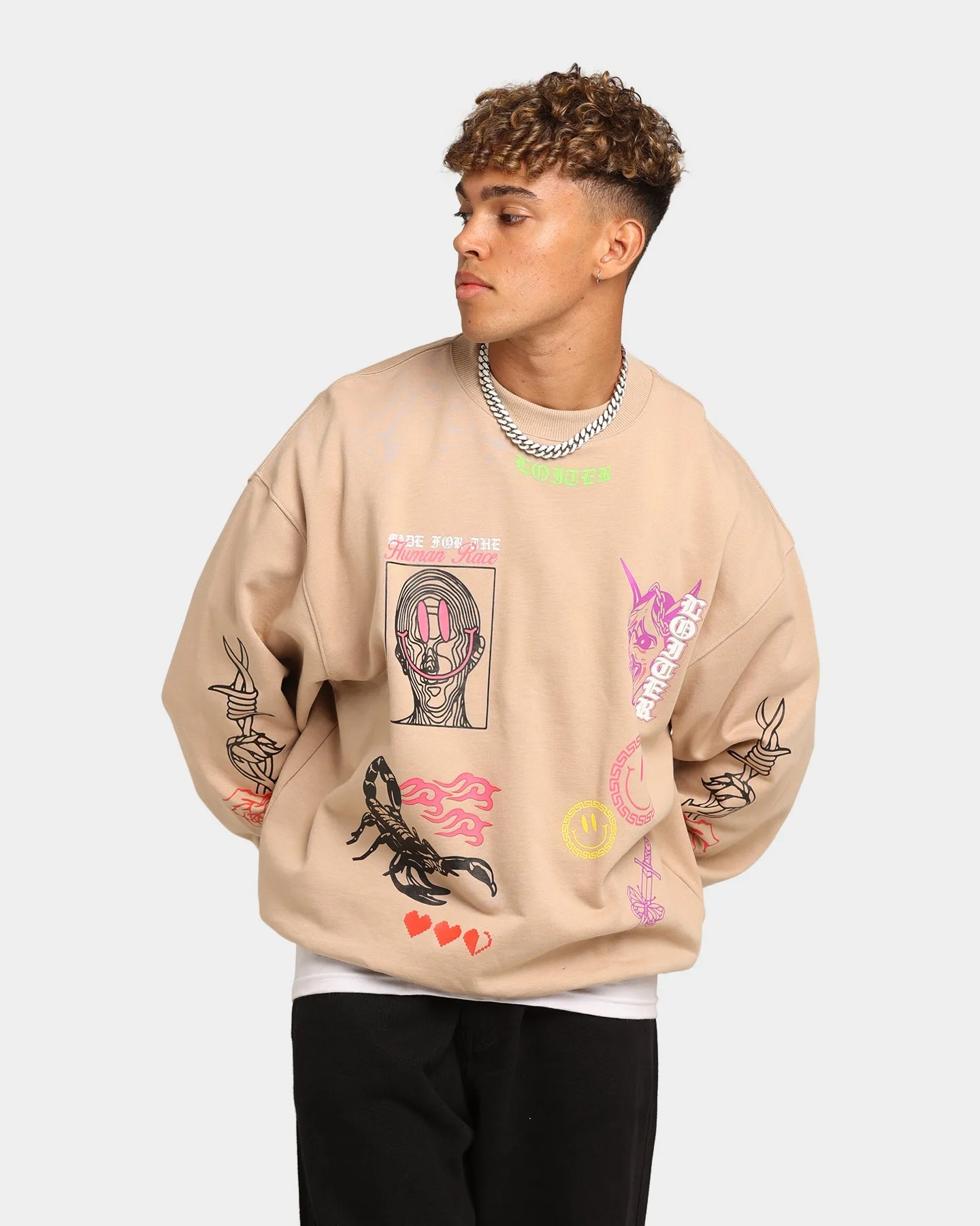 Loiter Hydra Multi Logo Crewneck Tan