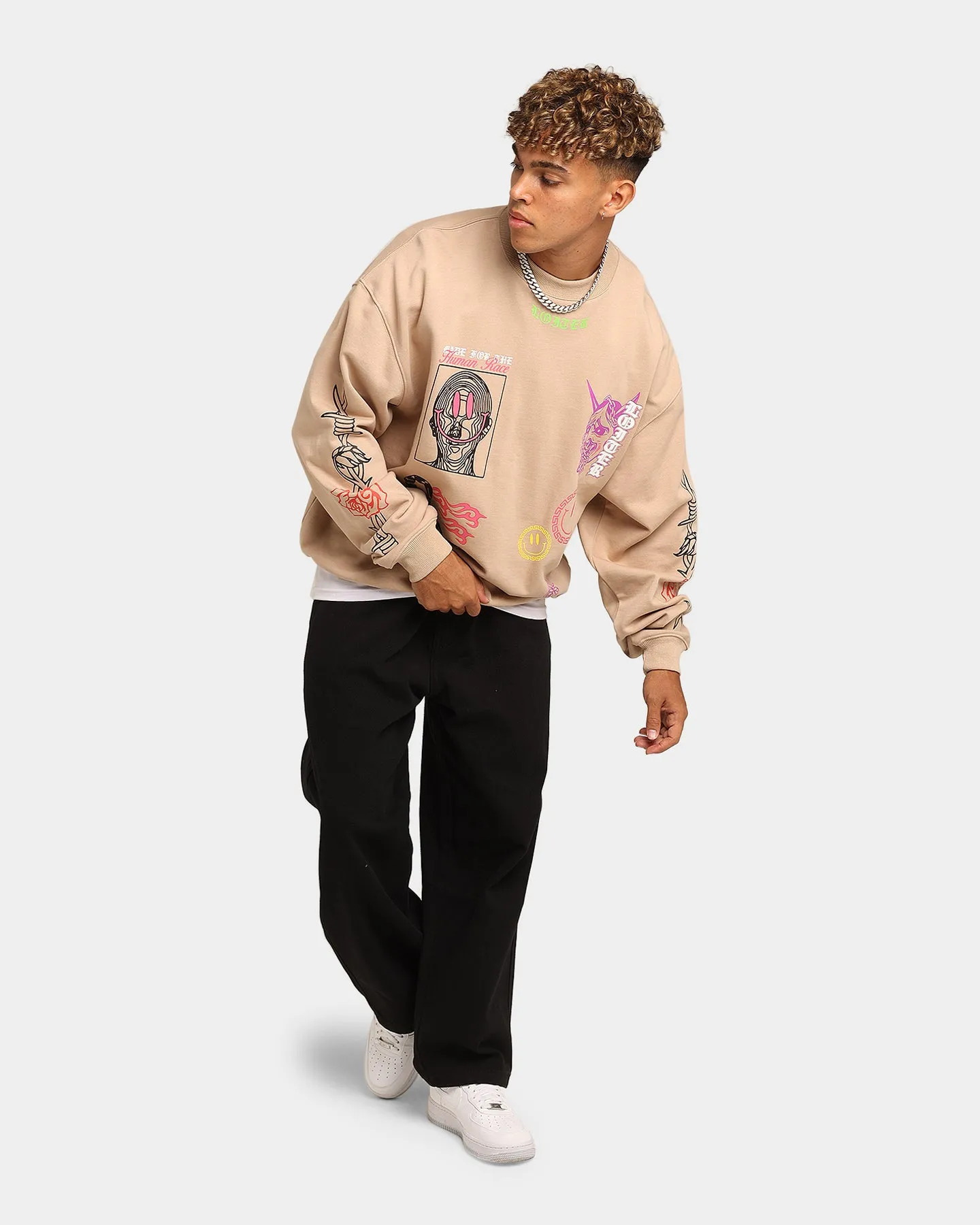 Loiter Hydra Multi Logo Crewneck Tan