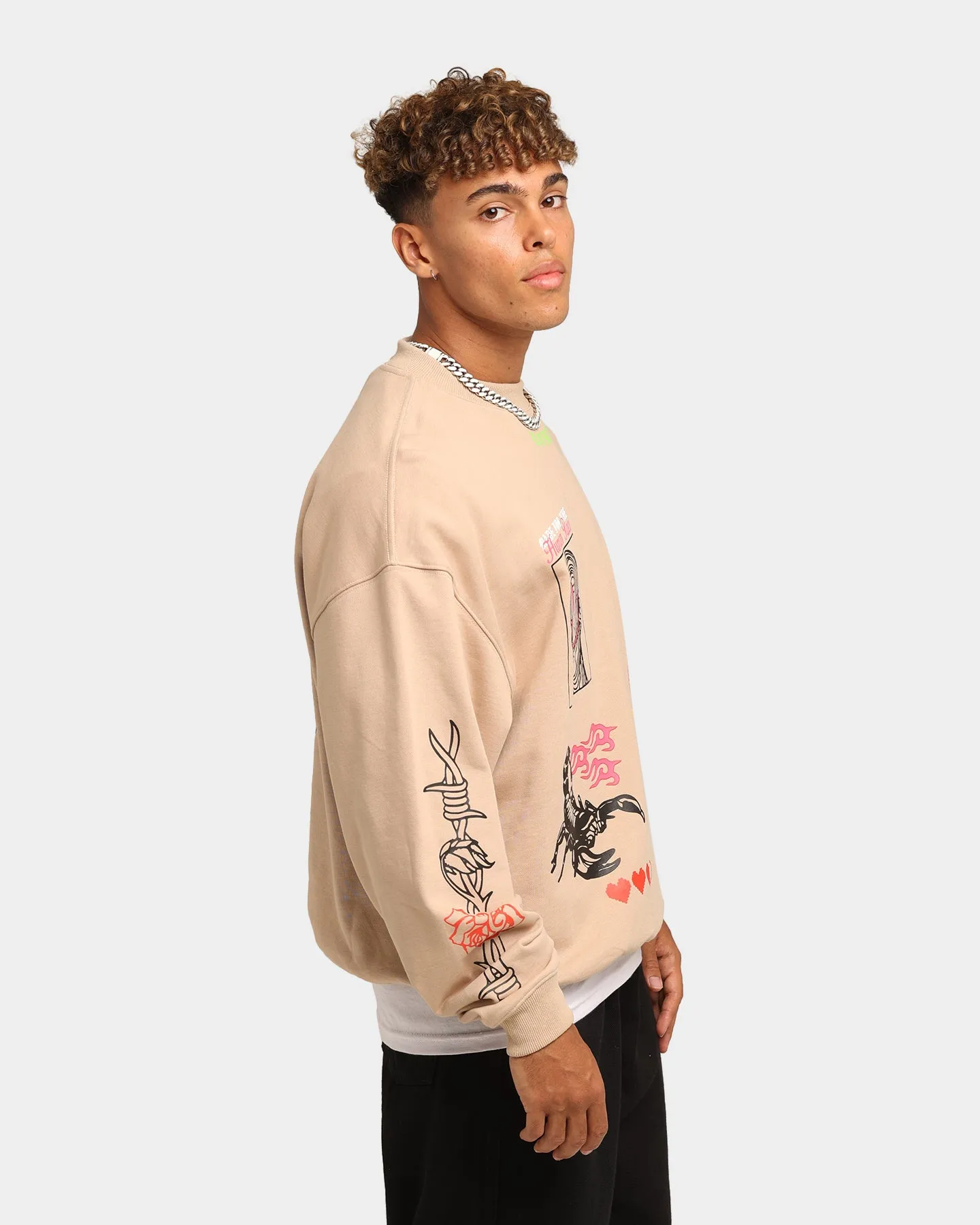 Loiter Hydra Multi Logo Crewneck Tan