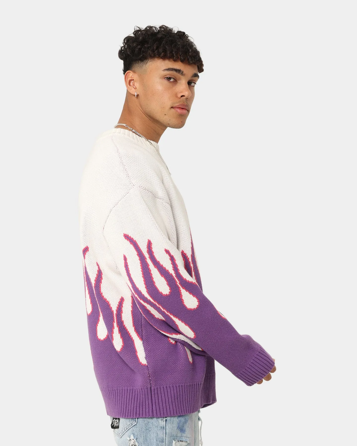 Loiter Inferno Knit Sweater White/Purple