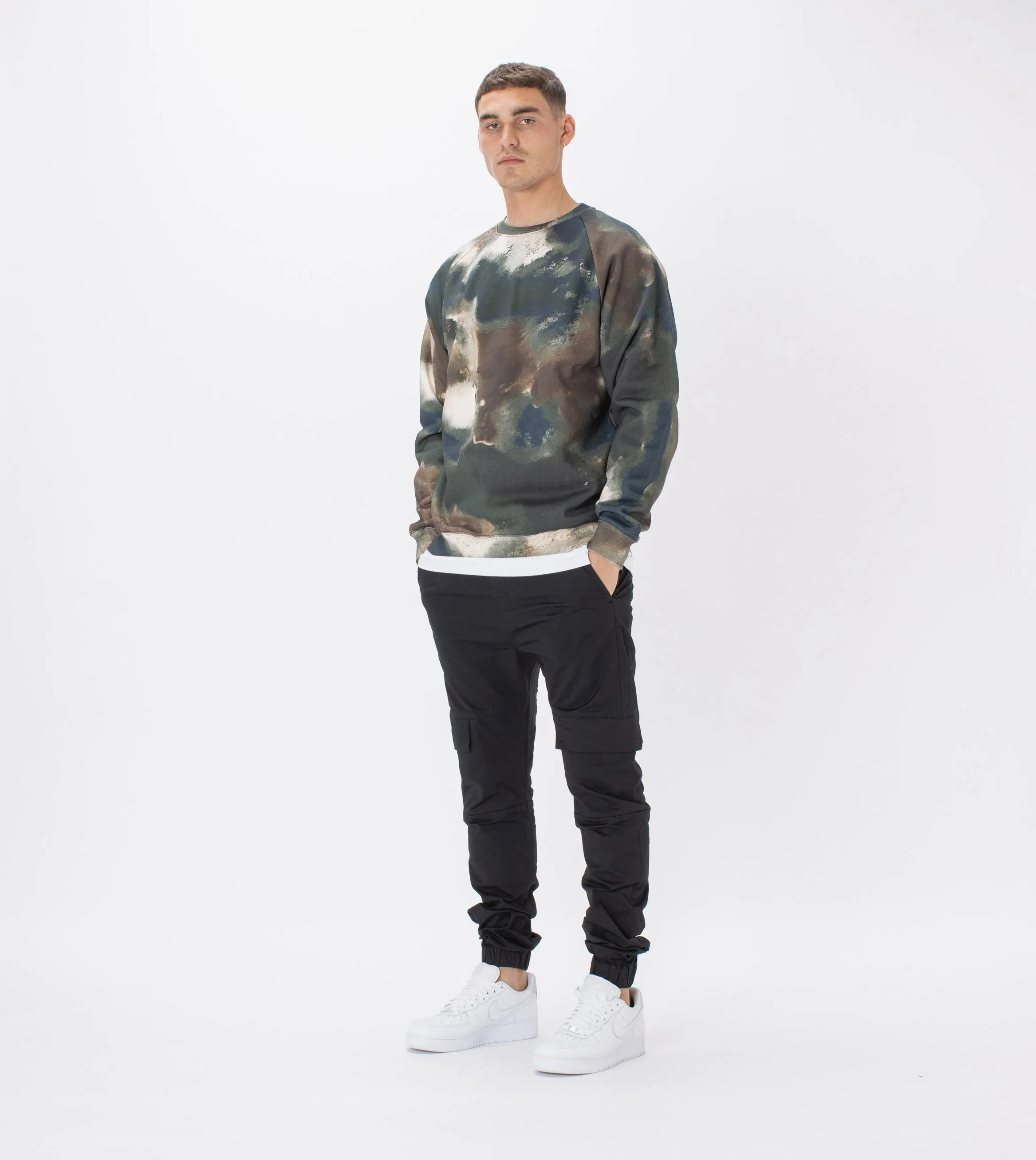 Lowgo Raglan Crew Sweat Washed Camo