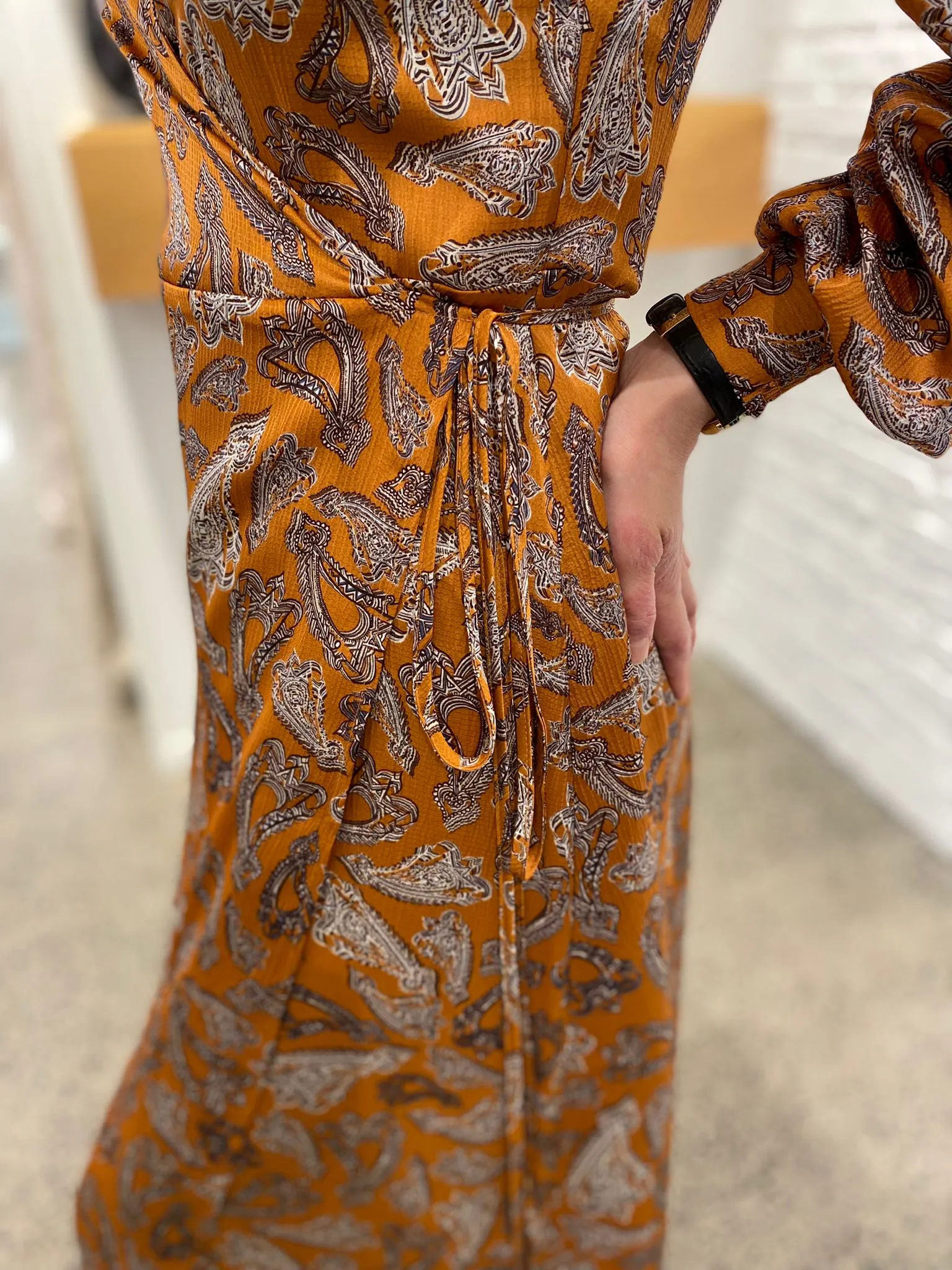 Luna Dress - Rust Paisley print