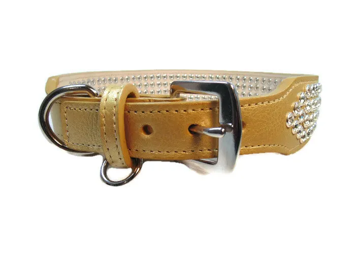 Macky 4 Row Austrian Crystal Leather Dog Collar