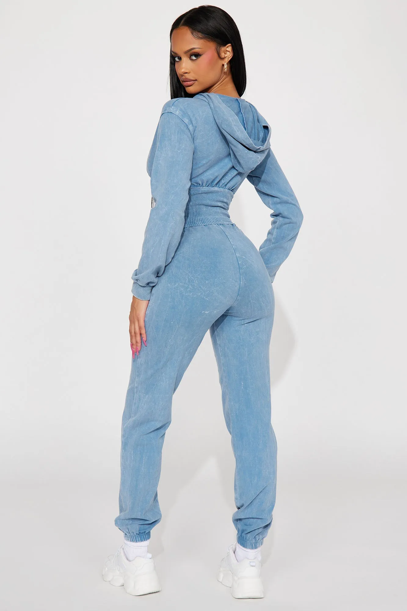 Maribel Vintage Wash Jogger Set - Denim