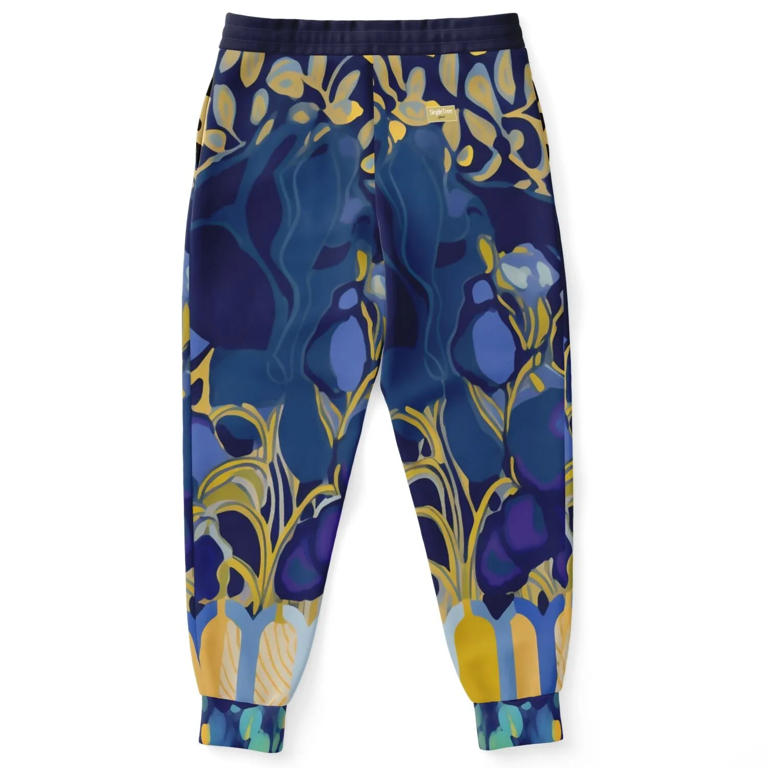 Mass Hypnosis Blue Abstract Floral Eco-Poly Unisex Joggers