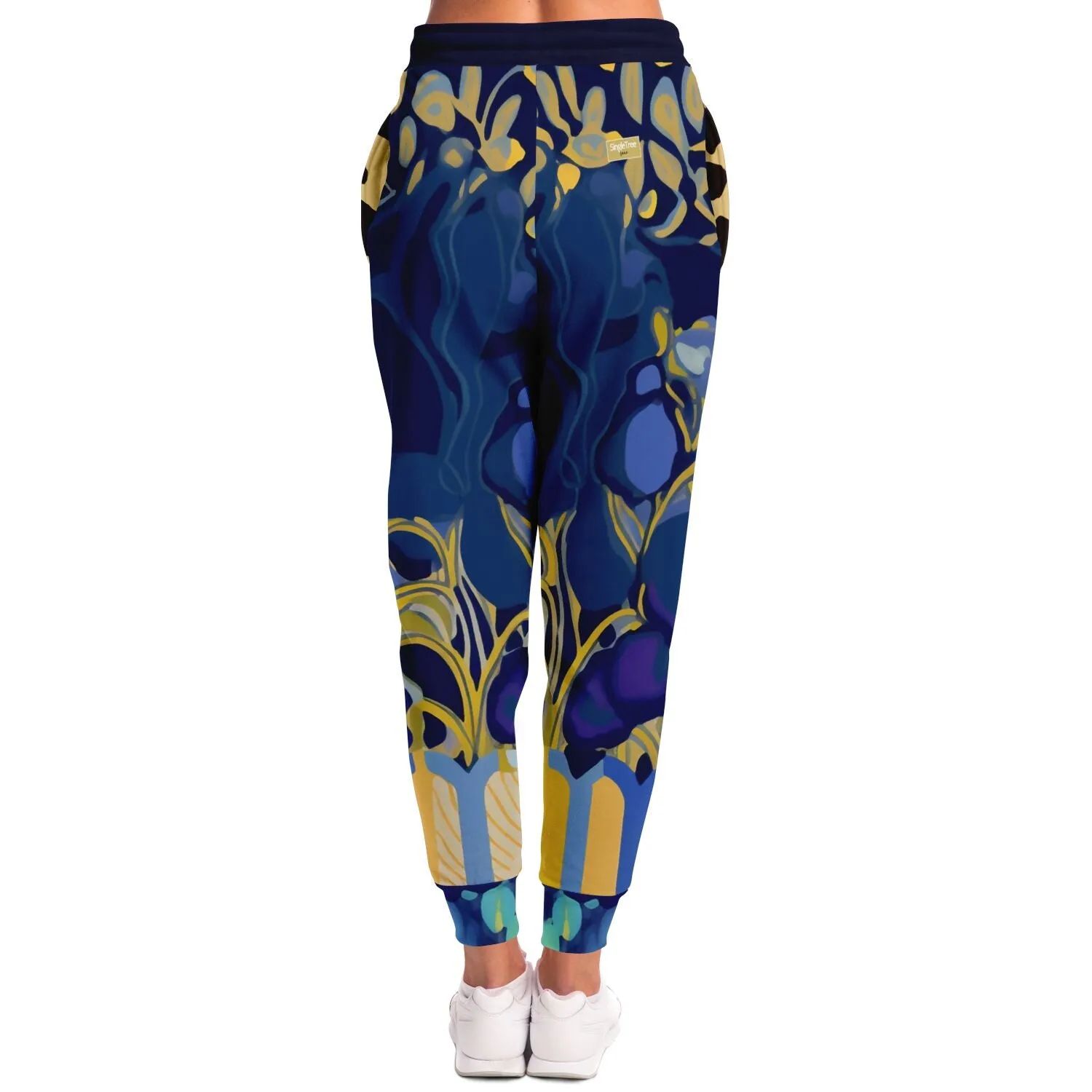 Mass Hypnosis Blue Abstract Floral Eco-Poly Unisex Joggers