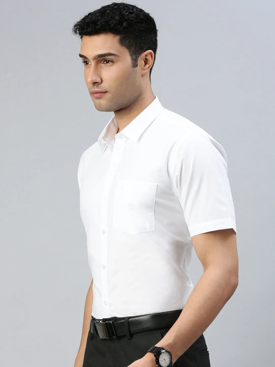 Men 100% Cotton White Shirt Plus Size