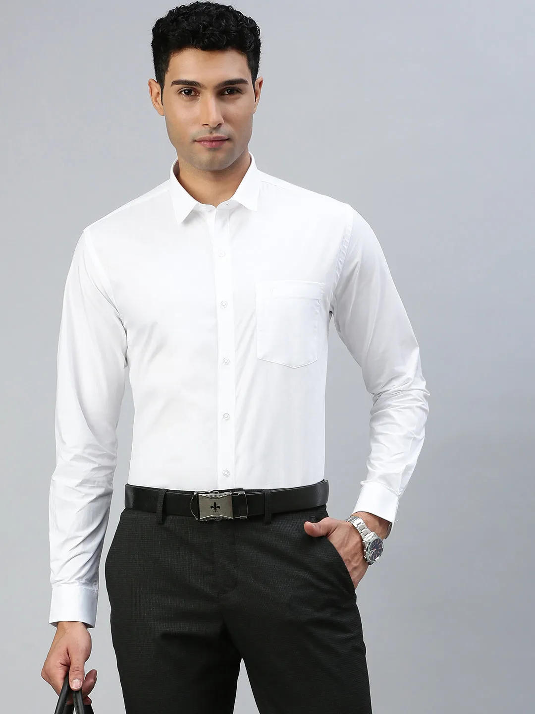 Men 100% Cotton White Shirt Plus Size