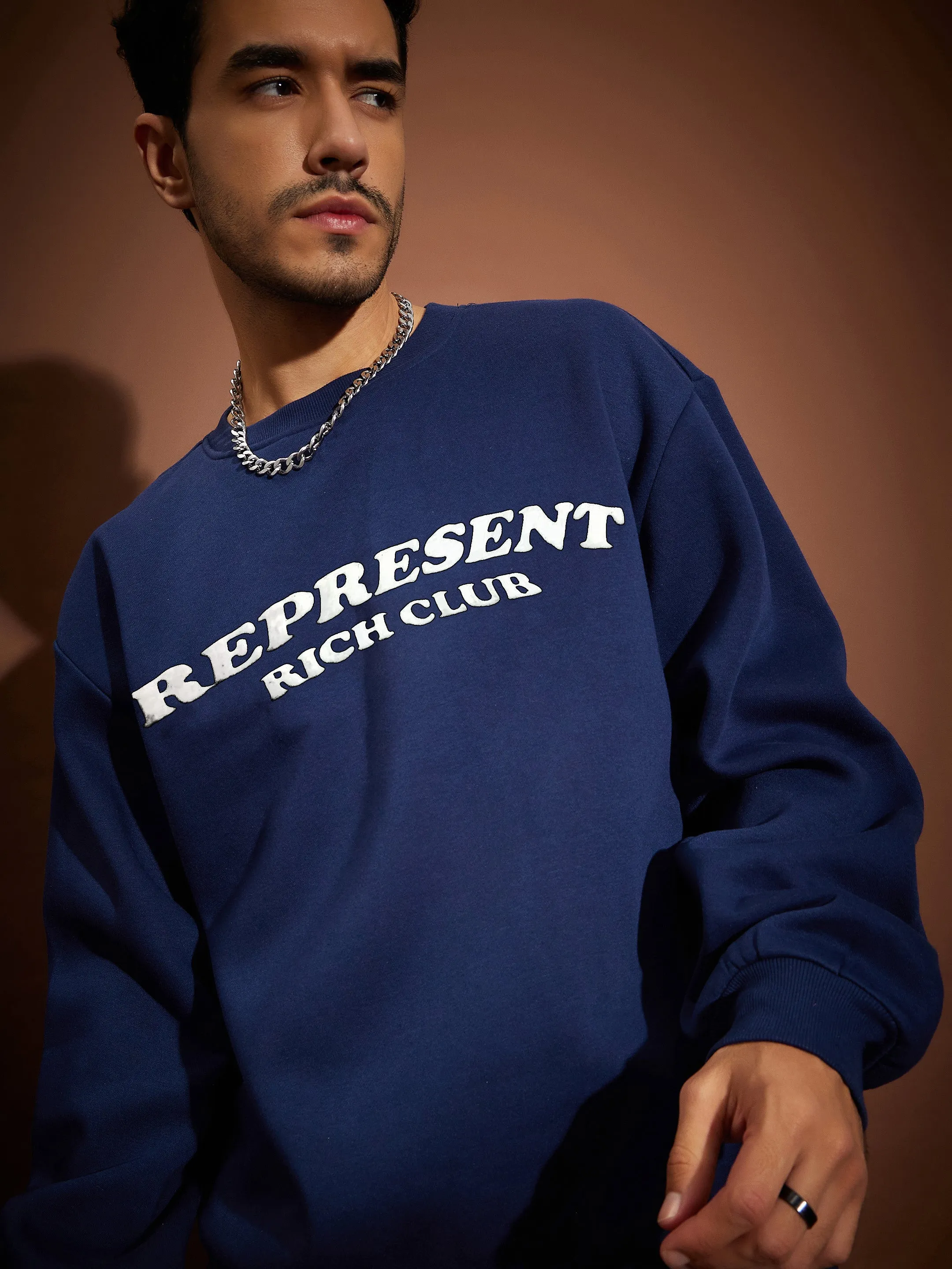 Men Navy REPRESENT Oversized Sweatshirt With Joggers