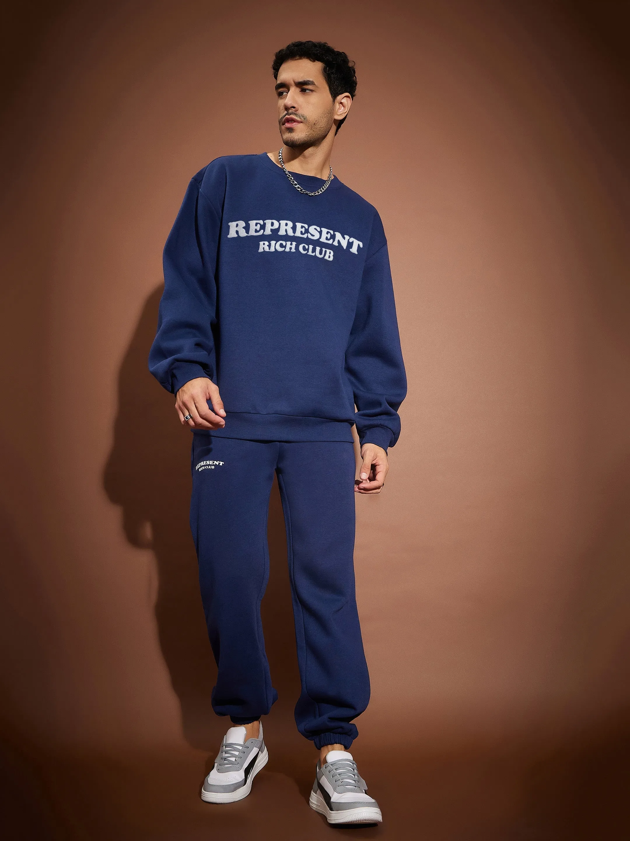 Men Navy REPRESENT Oversized Sweatshirt With Joggers