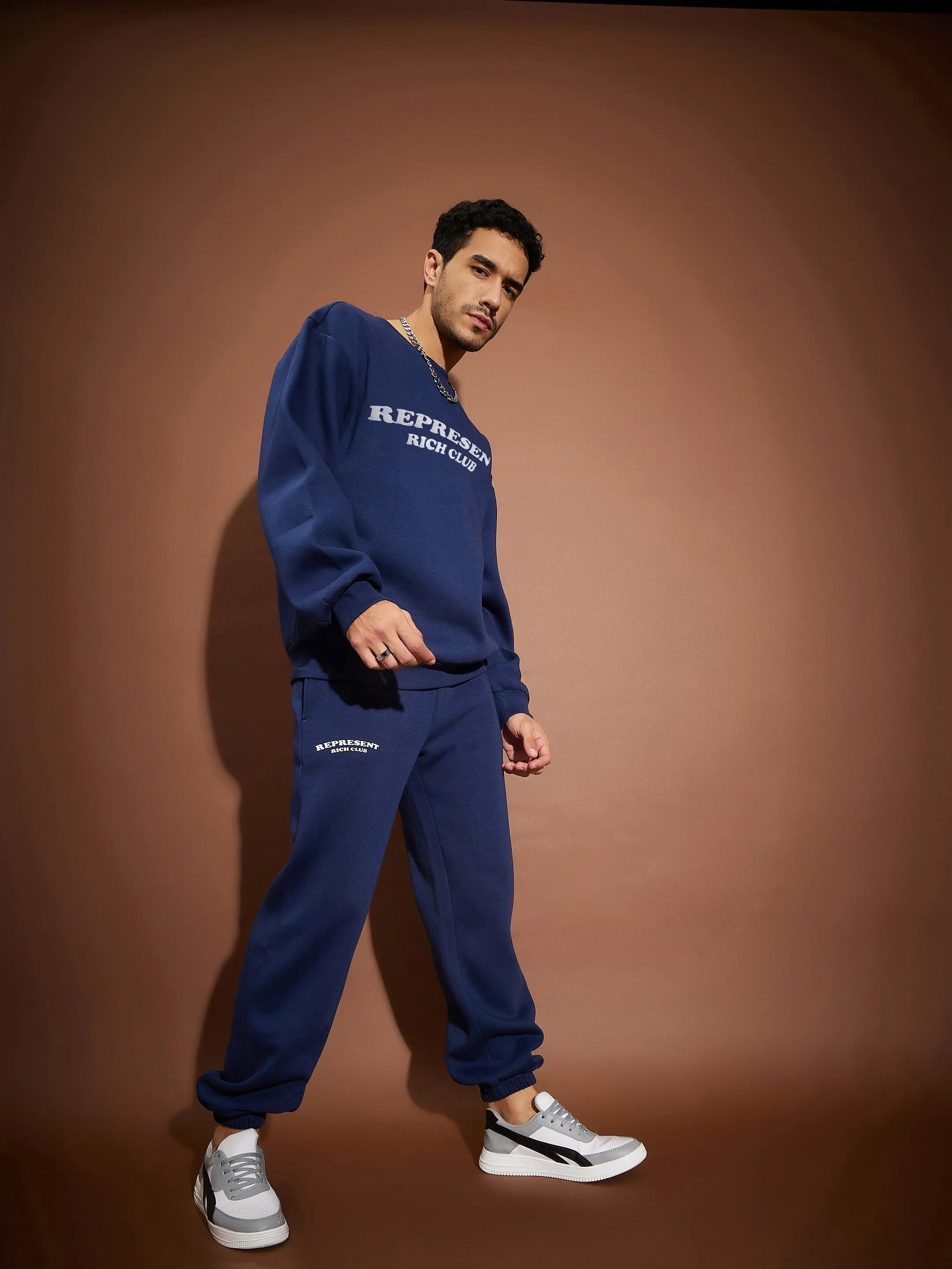 Men Navy REPRESENT Oversized Sweatshirt With Joggers