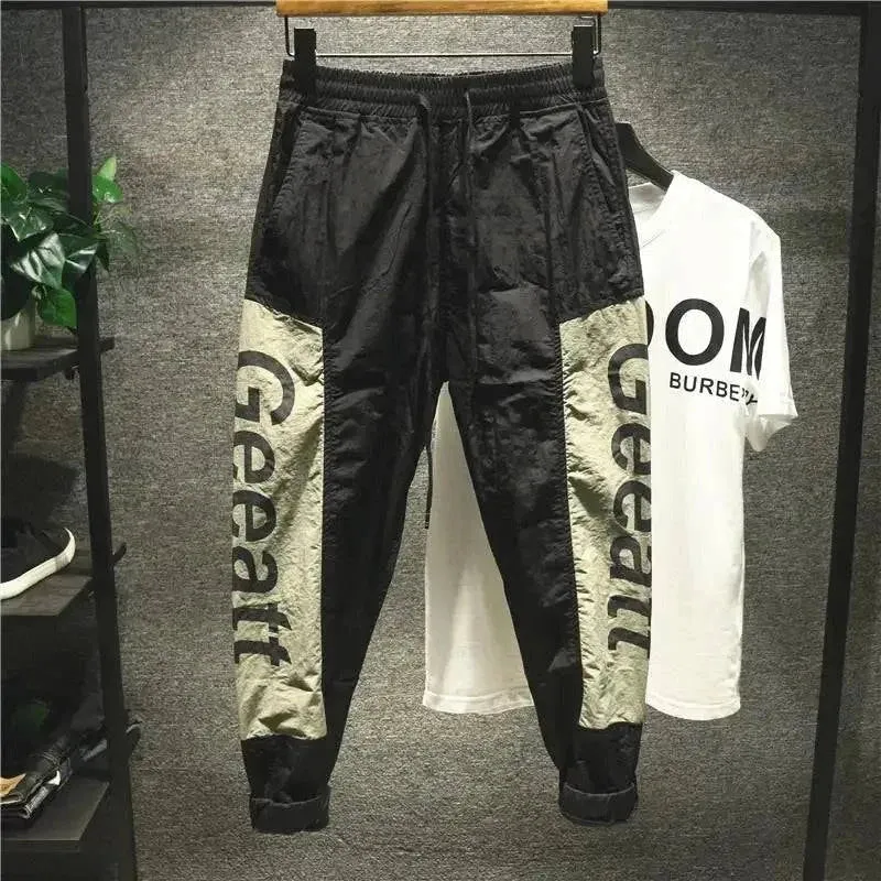 Men Summer Black Trousers Man Harem Joggers Green Emo Casual         .