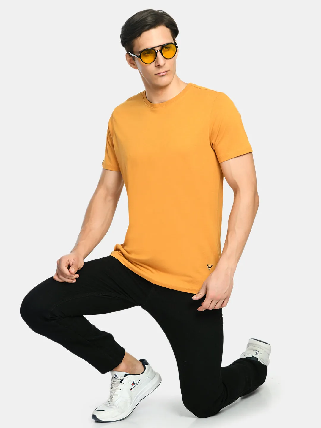 Men's Basic Honey Yellow Regular Fit T-Shirt