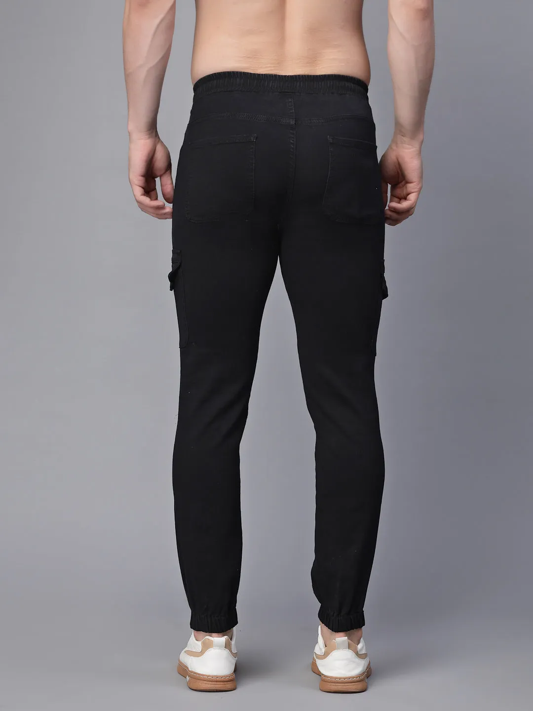 Mens Black Cotton Blend Solid Jogger