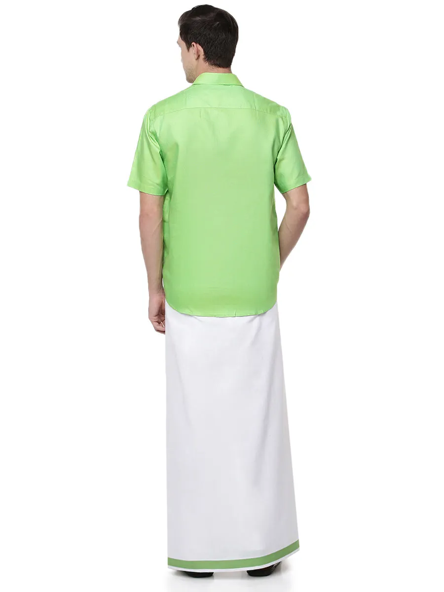 Mens Readymade Dhoti with Matching Shirt Half L Green C104