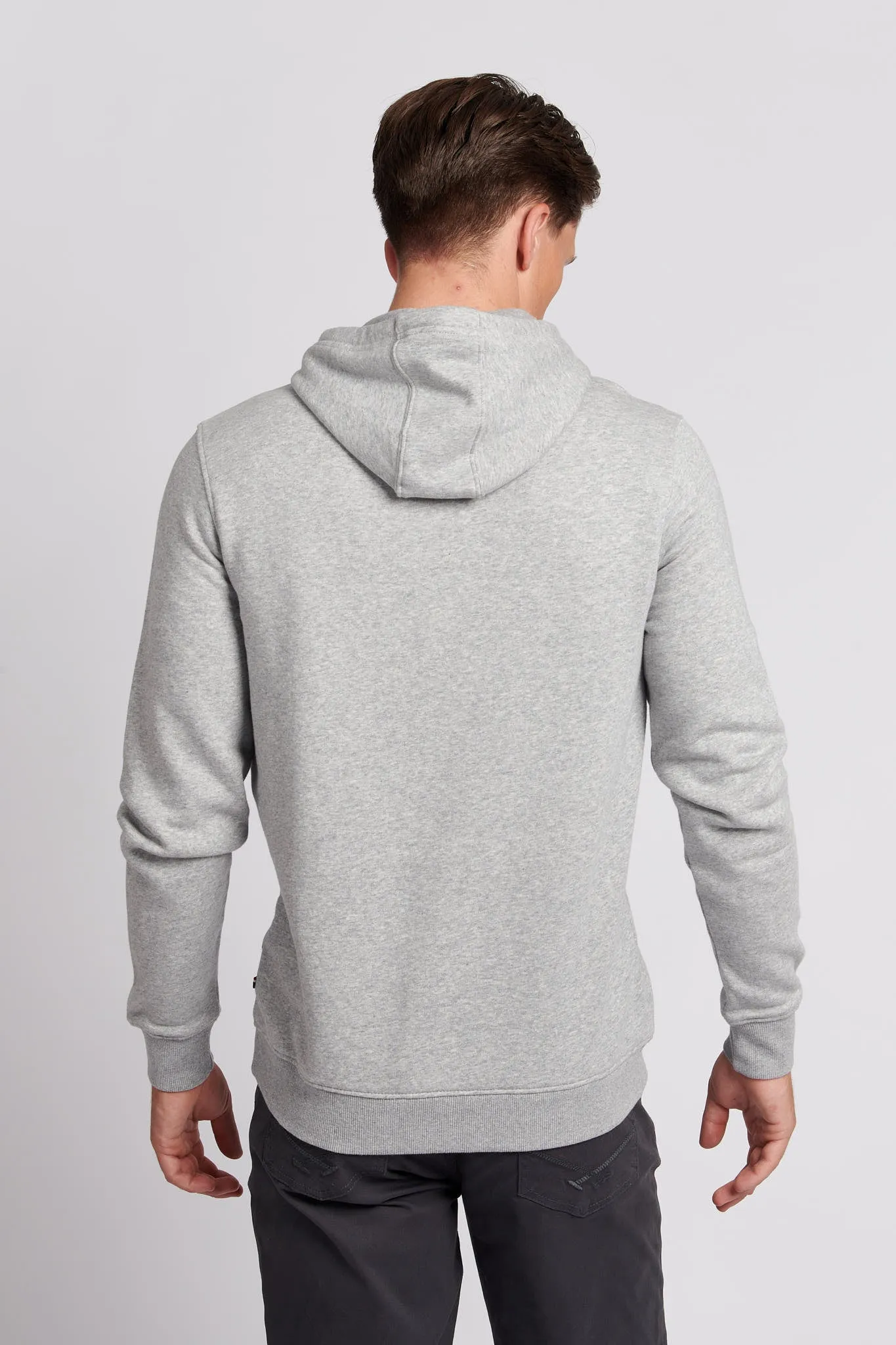 Mens Rider Brush Back Hoodie in Vintage Grey Heather