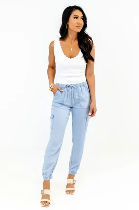 Midtown High Waist Chambray Joggers