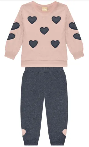 Milon - Pink Heart Sweatshirt   Leggings  Set