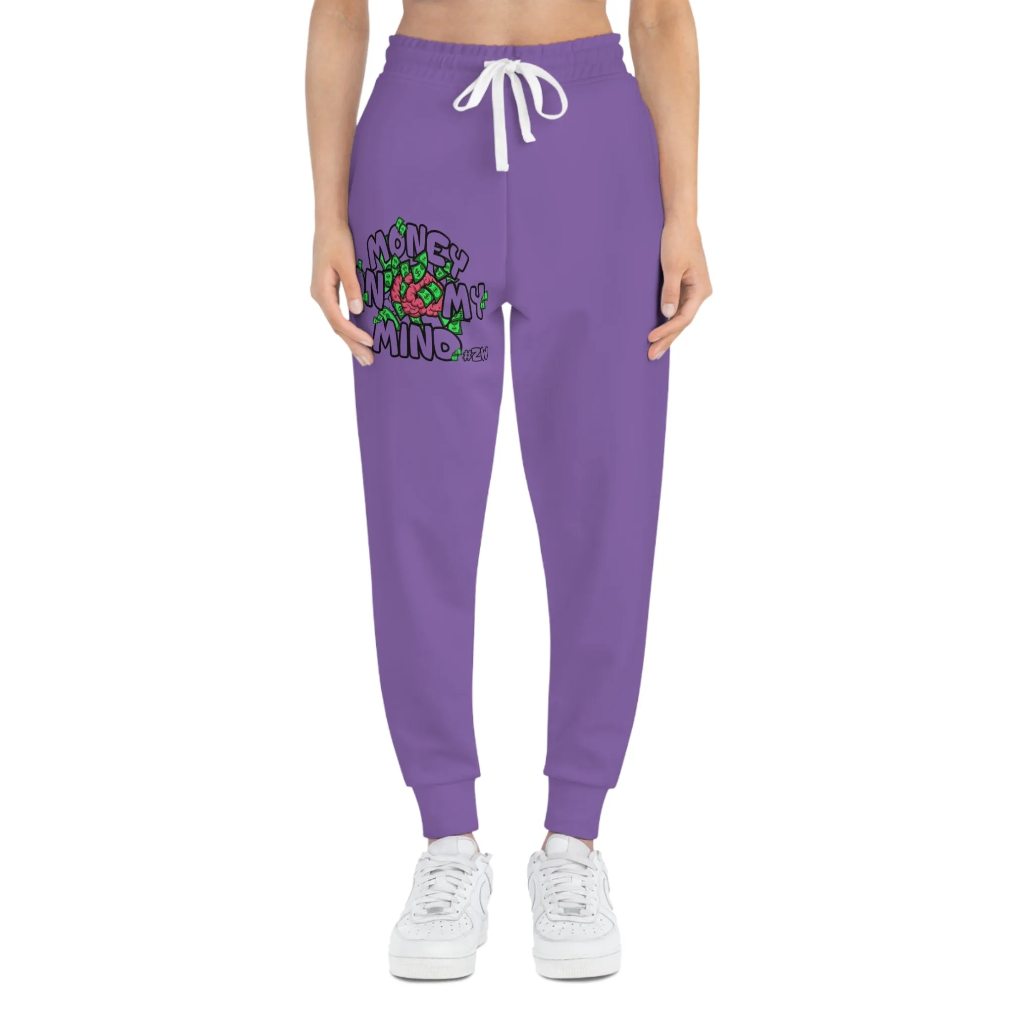 Money on My Mind Athletic Joggers - Unisex Purple Streetwear Sweatpants, Comfortable Lounge Pants, Jogging Bottoms, Workout Trousers,