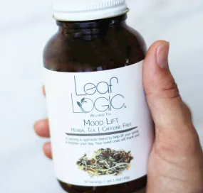 Mood Lift Loose Leaf Tea in an Amber Refillable Jar