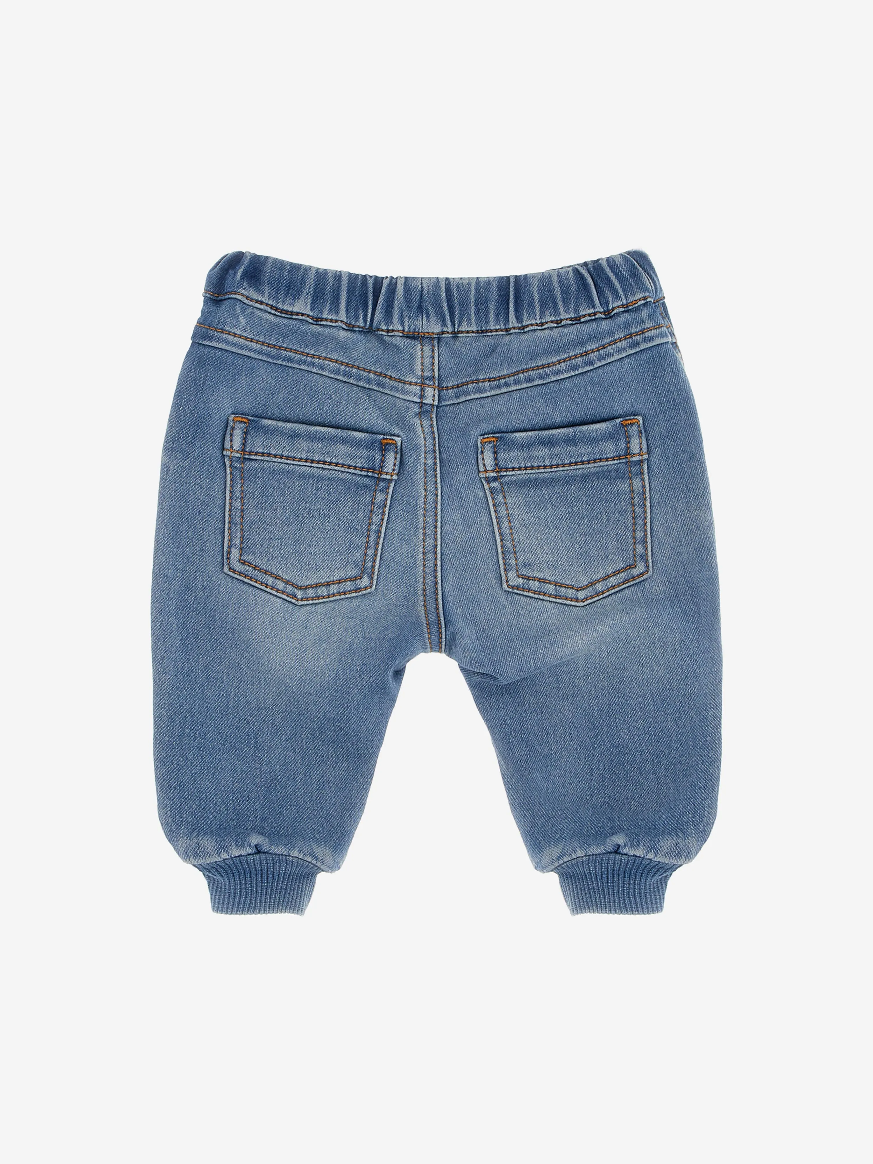 Moschino Baby Teddy Logo Denim Joggers in Blue